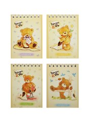 Блокнот А7 40л кл. "Popcorn the Bear" карт.обл., гребень, блестки, ассорти, БиДжи