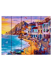 Рисование по дереву. Яркая набережная