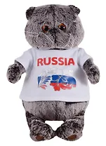 Мягкая игрушка Басик в футболке с принтом Россия (22 см) (Ks22-099)