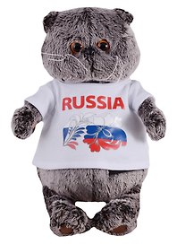 Мягкая игрушка Басик в футболке с принтом Россия (22 см) (Ks22-099)