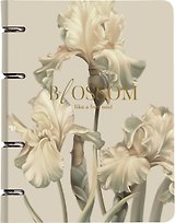 Тетрадь 80л кл. "Blossom", ирисы, светлый, на кольцах, мел.картон, микротекстурирование, ламинация, тиснение золотой фольгой