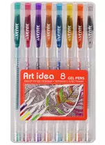 Ручки гелевые Art idea, 8 цветов 1 мм