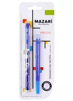 Ручка гелевая Mazari, Presto, пиши-стирай синяя, 2 стержня