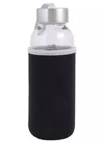 Бутылочка в чехле (черная) (стекло) (300мл)