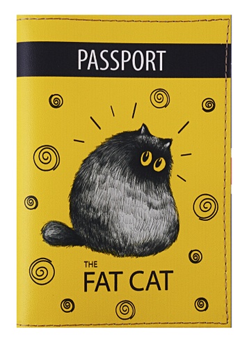 Обложка для паспорта Fat cat (кожа) (ПВХ бокс)