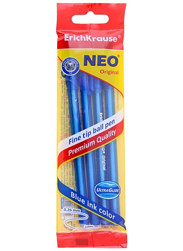 Ручки шариковые синие 04шт "Neo Original" подвес, ErichKrause