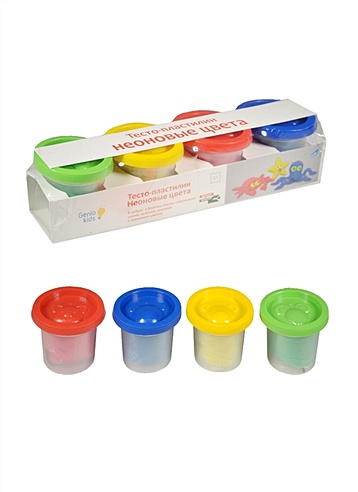 Набор для детской лепки Тесто-пластилин Неоновые цвета (ТА1016) (4 цвета) (3+) (упаковка)