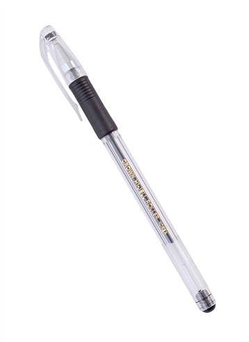 Ручка гелевая черная "Hi-Jell Grip" 0,5мм, грип, Crown