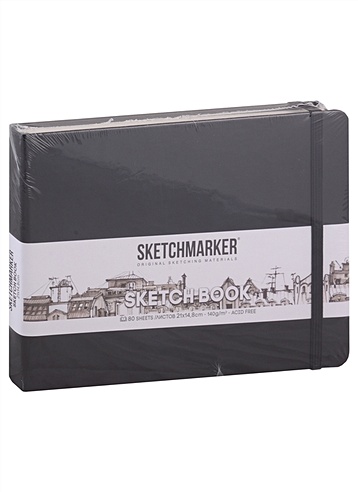 Скетчбук 21*14 80л "Sketchmarker" черный, нелинованн. 140г/м2, слоновая кость, тв.обл