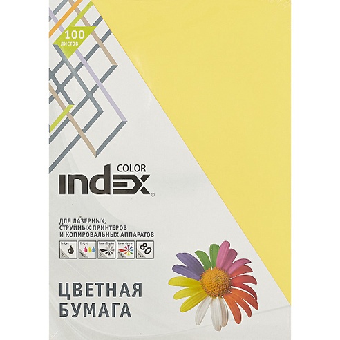 Бумага цветная «Index Color», канареечная, 100 листов, А4
