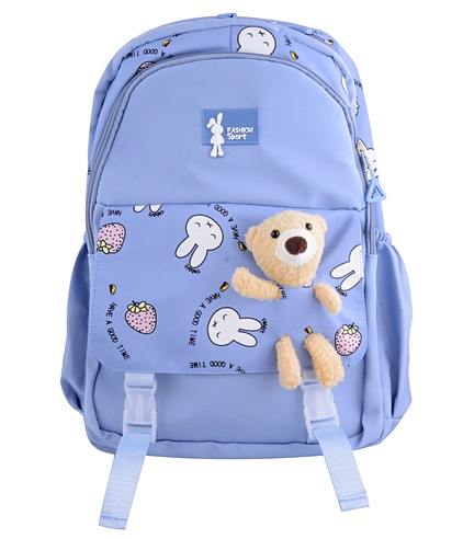 Рюкзак "Мишка" 44*30*12,5см, голубой, с игрушкой