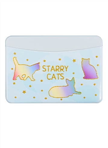 Чехол для карточек горизонтальный "Starry cats", мятный