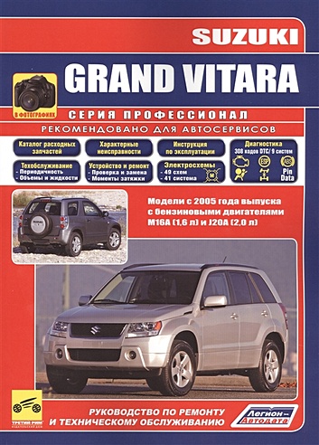 Suzuki Grand Vitara. Модели с 2005 года с бензиновыми двигателями M16A(1,6 л) и J20A(2,0 л). Руководство по ремонту и техническому обслуживанию