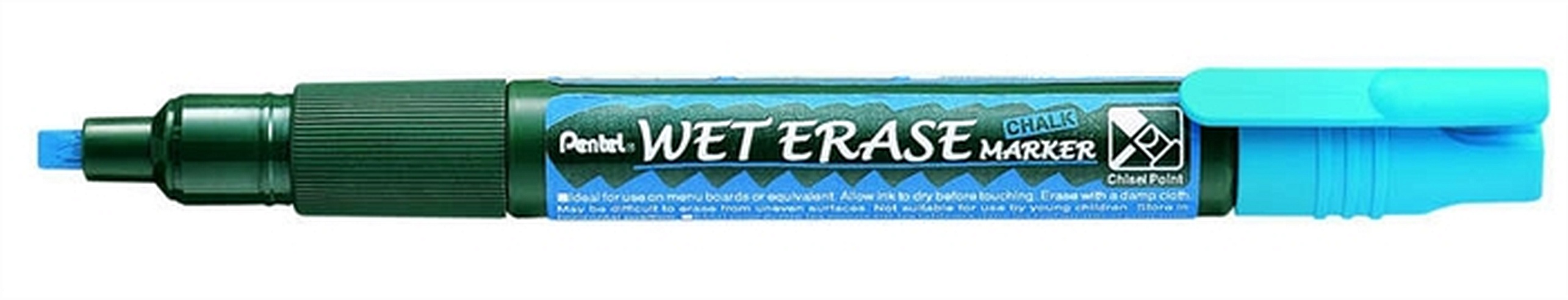 Маркер, Pentel Wet Erase Жидкий мел синий, двусторонний пишущий узел, 2-4мм