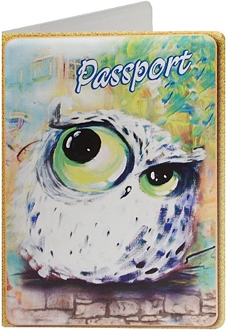 Обложка для паспорта "Сова", зеленая