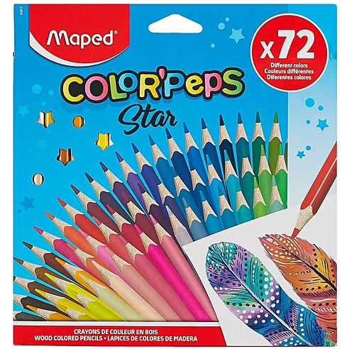 Карандаши цветные 72цв "COLOR'PEPS STAR" трехгранные, к/к, подвес, MAPED