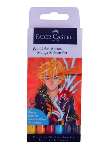 Ручки капиллярные"Pitt Artist Pens Manga Shojo Brush", ассорти, 6 шт., пластик., Faber-Castell