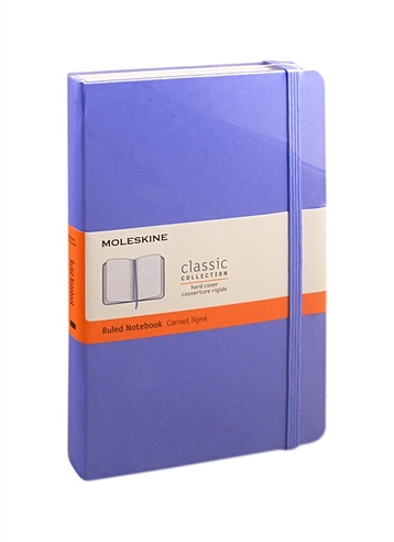 Книга для записей А5 120л лин. "CLASSIC LARGE" тв.обл., голубая гортензия, резинка, ляссе, Moleskine