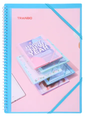 Папка 20ф А4 Pastel на пружине, пластик, с резинкой, ассорти