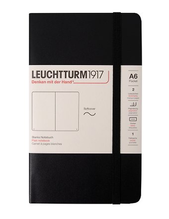 Записная книжка A6, 61 лист, нелинованная Classic, мягкая обложка, черный, Leuchtturm1917