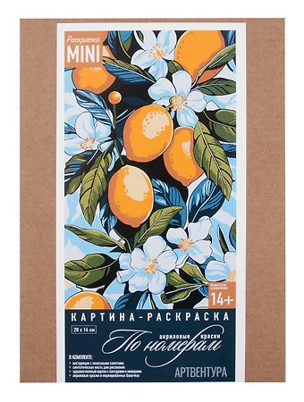 Картина-раскраска по номерам Цветущие лимоны 20х14 см