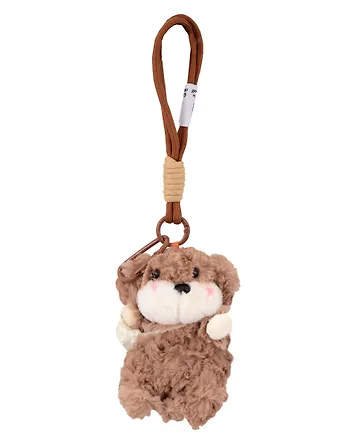 Брелок Собачка с сумочкой коричневая (текстиль) (12см) (12-21082025-F45)