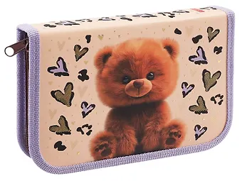 Пенал 1 отделение Пушистый мишка 19*13 см, молния