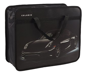 Папка для тетрадей А4 "Black car" 33*26*12см, пластик, молния, ручки, дно с расширением инд.уп.