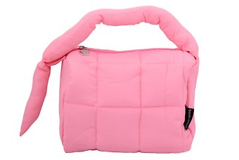 Косметичка стеганная с объёмной ручкой (фуксия) (текстиль, PU) (19х13см)