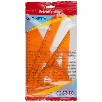 Набор геометрический средний Neon(треуг.2шт.,лин.20,тр-р 180 гр.), ERICH KRAUSE