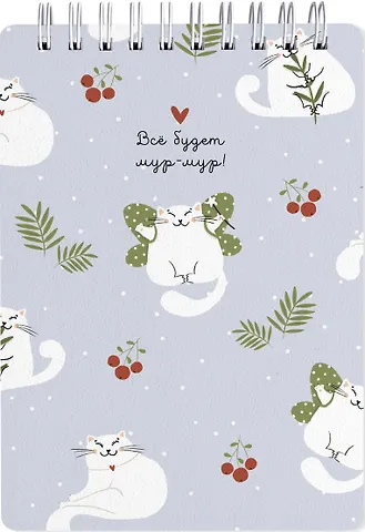 Блокнот А6 100 листов в клетку Mur-Mur, крылышки, спираль