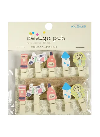 Прищепки декор. деревянные Путешествия (10шт) (упаковка) (11-02489-1C)