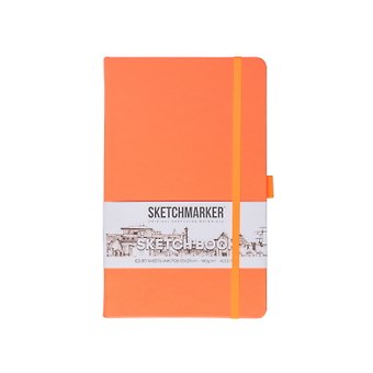 Скетчбук 13*21 80л "Sketchmarker" неоновый коралл, 140г/м2, слоновая кость, тв.обл.
