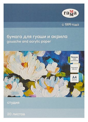 Папка для рисования акрилом и гуашью А4 20 листов Студия