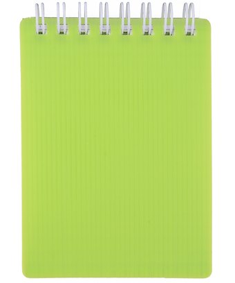 Блокнот А7 80л кл. LINE NEON зеленый, пласт.обл, спираль
