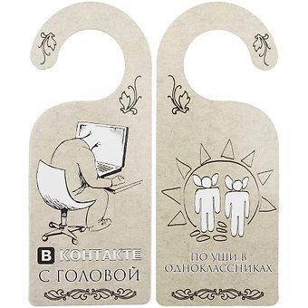 Табличка на дверь (Т-009) (В контакте с головой - по уши в одноклассниках)
