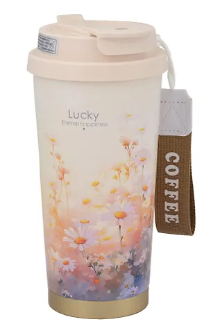 Термостакан Ромашки Lucky (пластик/металл) (600мл) (12-8999-202510-STB-74)