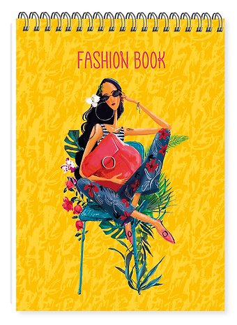 Скетчбук 140*200 24л "Fashion book"/"Модные истории. Дизайн 2" 100 г/м2, евроспираль, глянц.ламинация, контент