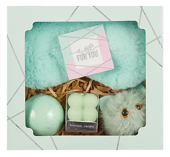 Подарочный набор Mint Dream (свеча,бомбочка, маска для сна, брелочек,открытка) (19х18) (12-Guangfa-P10)