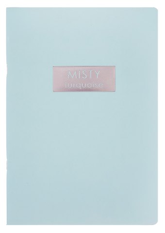 Тетрадь А4- 48л кл. Misty Turquoise скрепка, мел.картон, печ.пантон, ламинация soft touch, тиснение фольгой