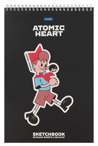 Скетчбук А4 20л Atomic Heart черн. внутр блок, 200г/м2, тв.обложка, спираль