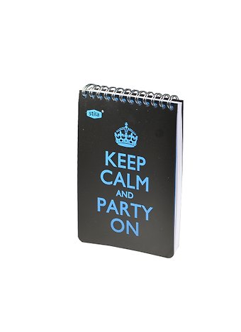 Блокнот А6 50л кл. PARTY спираль, пластик.обл., черно-голубой, stila
