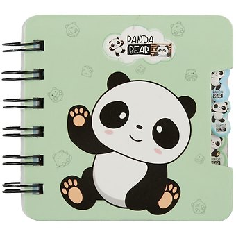 Записная книжка 95*120 57л лин. Panda bear карт.обл., вырубка, спираль, инд.уп., ассорти