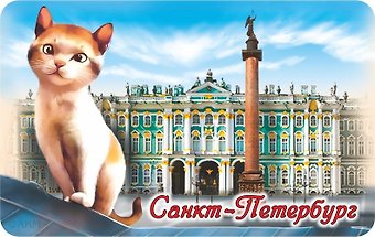 Сувенир, АКМ, Магнит винил, СПБ.Котик-Эрмитаж, 6*10см