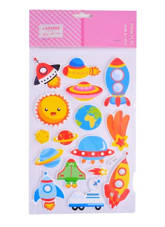 Наклейки объемные deVENTE Spaceship (фоамиран) (15х25 см.) (3+) (8004081) (deVente) (упаковка)