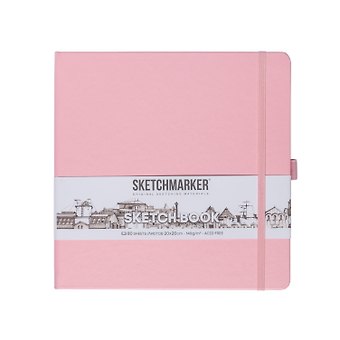 Скетчбук 20*20 80л "Sketchmarker" розовый, 140г/м2, слоновая кость, тв.обл.