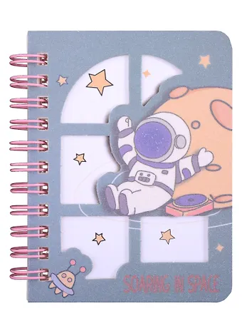 Записная книжка 80*108 80л Soaring in space карт.обл., вырубка, спираль, инд.уп., ассорти