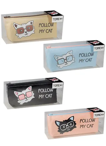 Пенал-косметичка Follow my cat, ткань, AnAn