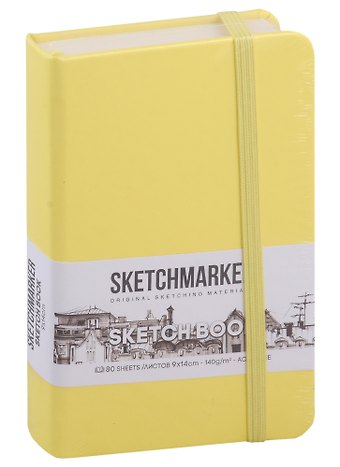 Скетчбук 9*14 80л "Sketchmarker" лимонный, нелинованн. 140г/м2, слоновая кость, тв.обл.