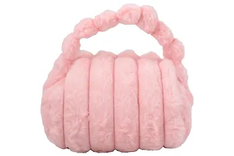 Косметичка с объёмной ручкой Полоски (розовая) (плюш) (23х14) (12-Lanxi-C1)